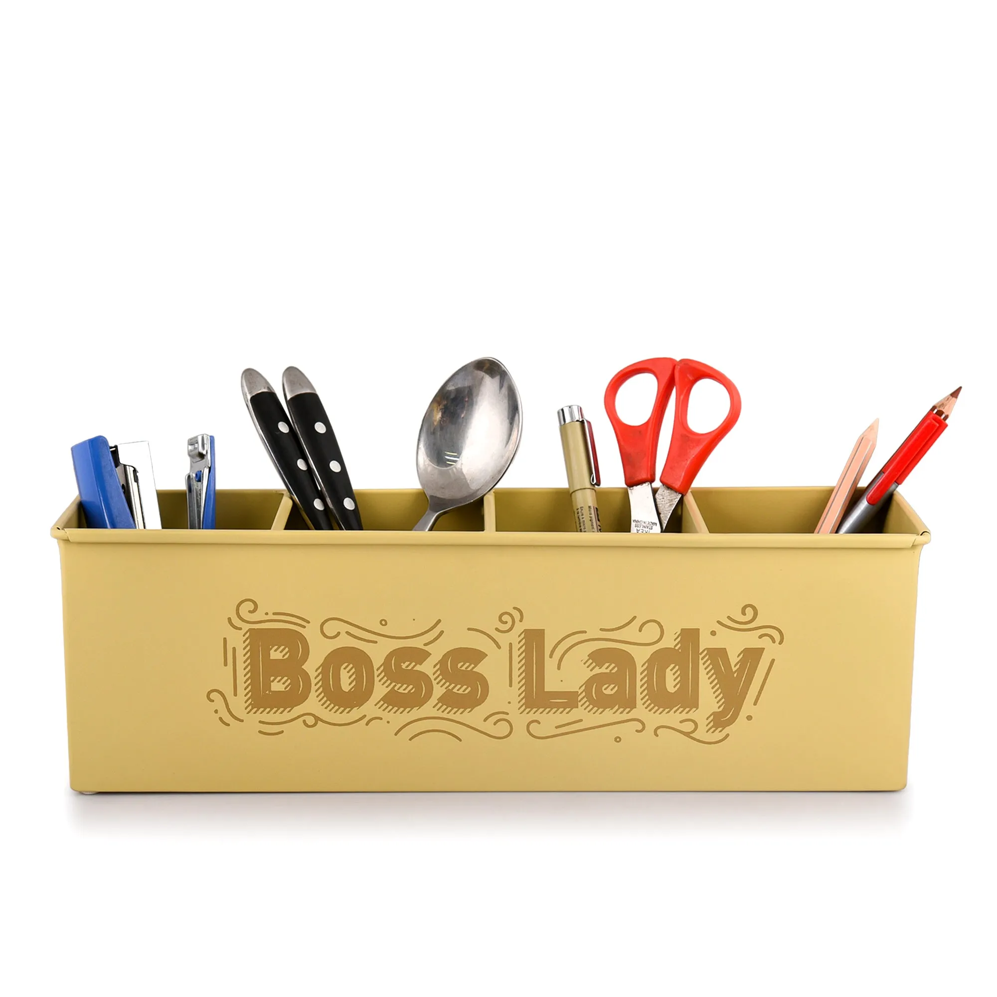 Elan Boss Lady All In One Multifunctional Office Supplies Desk Organizer- Daisy Yellow