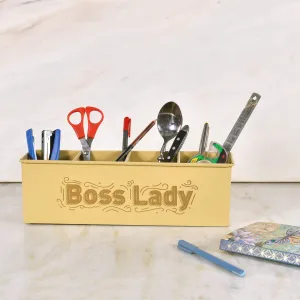 Elan Boss Lady All In One Multifunctional Office Supplies Desk Organizer- Daisy Yellow