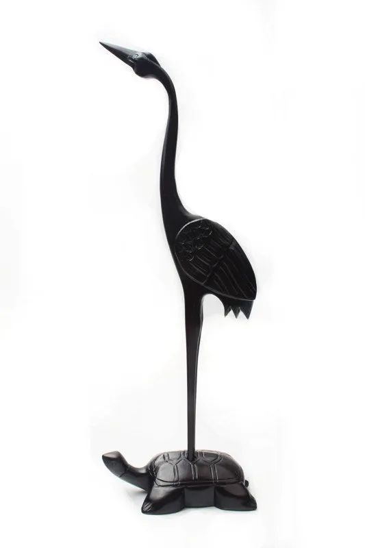 ELEGANT CRANE - Hand Carved Wooden Brush Rack Stand