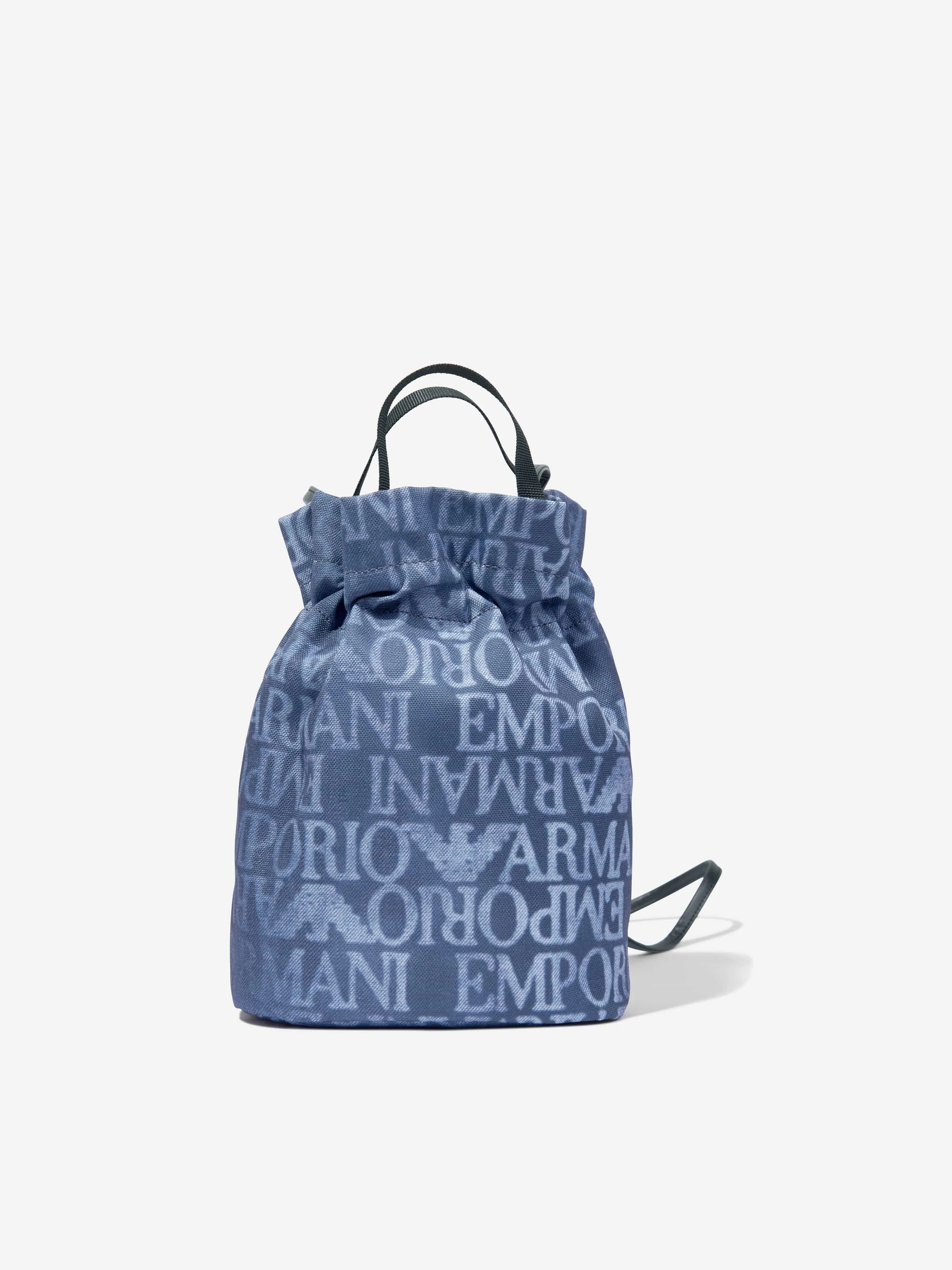 Emporio Armani Girls Logo Bucket Bag in Blue