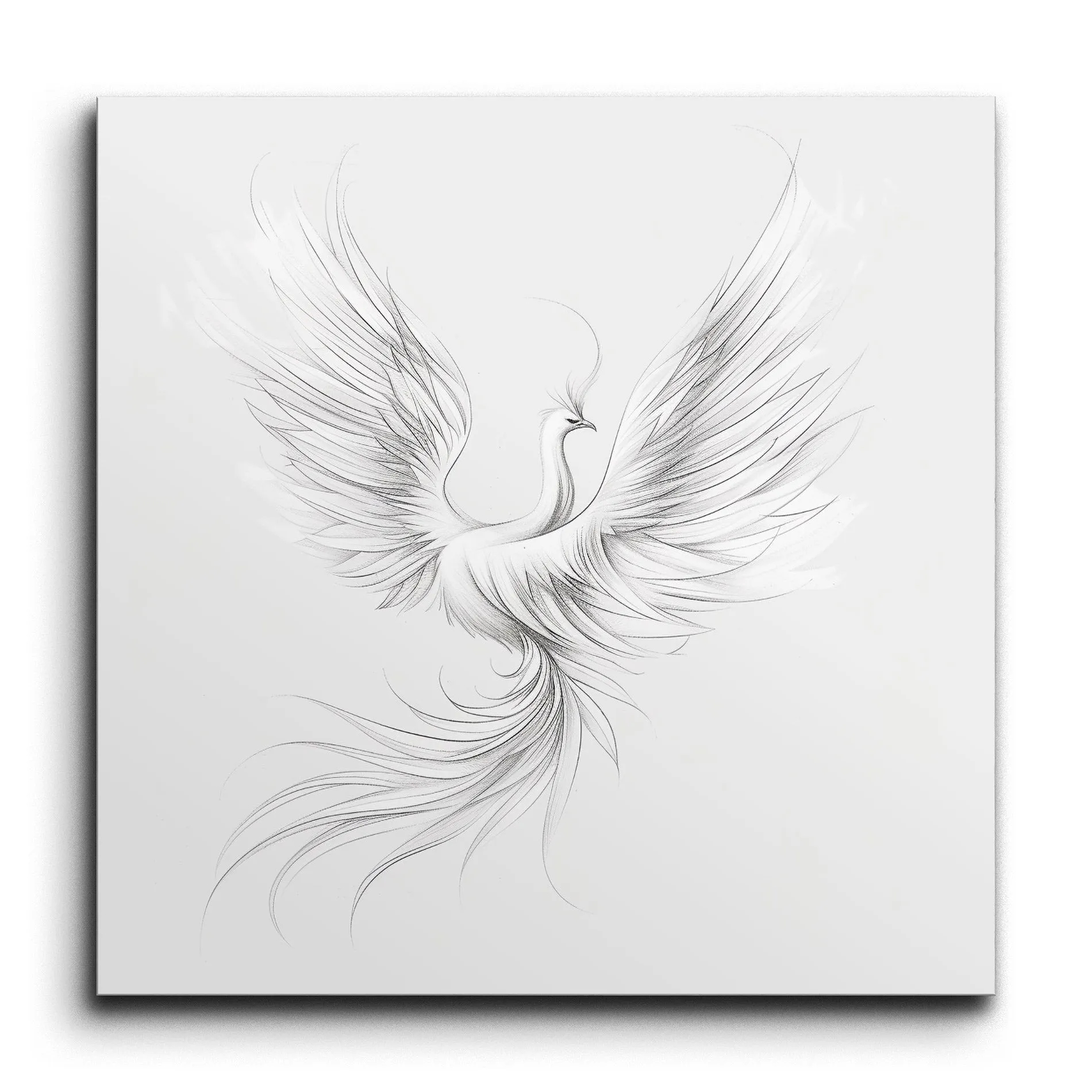 Ethereal Phoenix: Graceful Minimalist Art