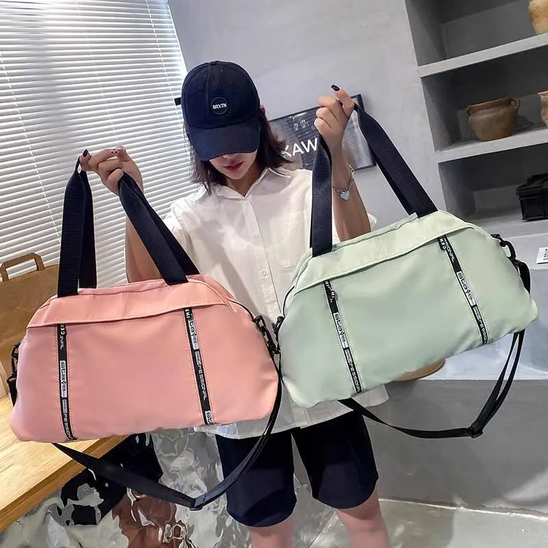 Fashion Women's Bag Trendy Solid Color Travel Bags For Girls Large Capacity Yoga Bags Waterproof Oxford Cloth Sports Gym Bags