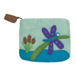 Felt Coin Purse Cat Tail Dragonfly Wild Woolies