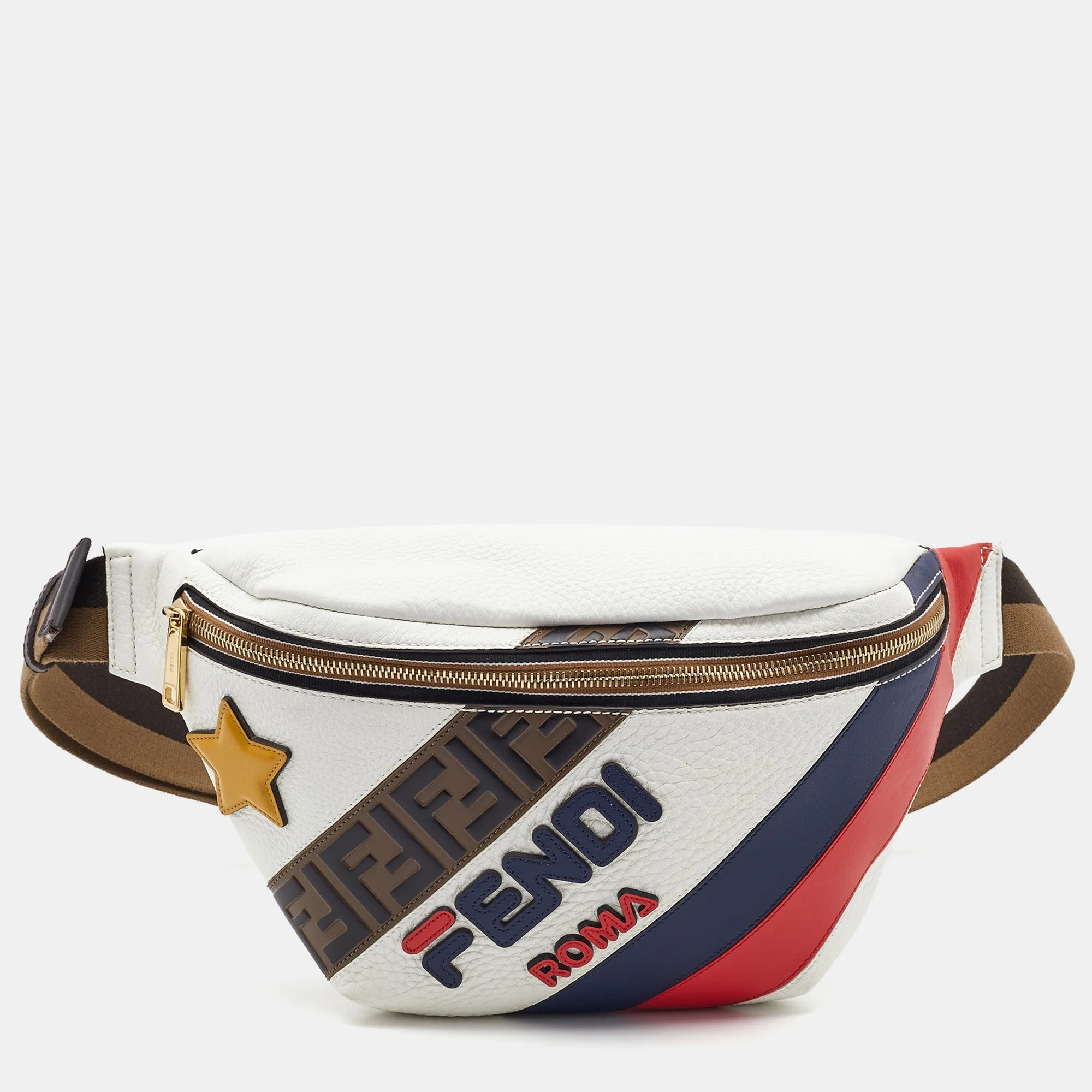 Fendi X Fila White/multicolor Leather Belt Bag