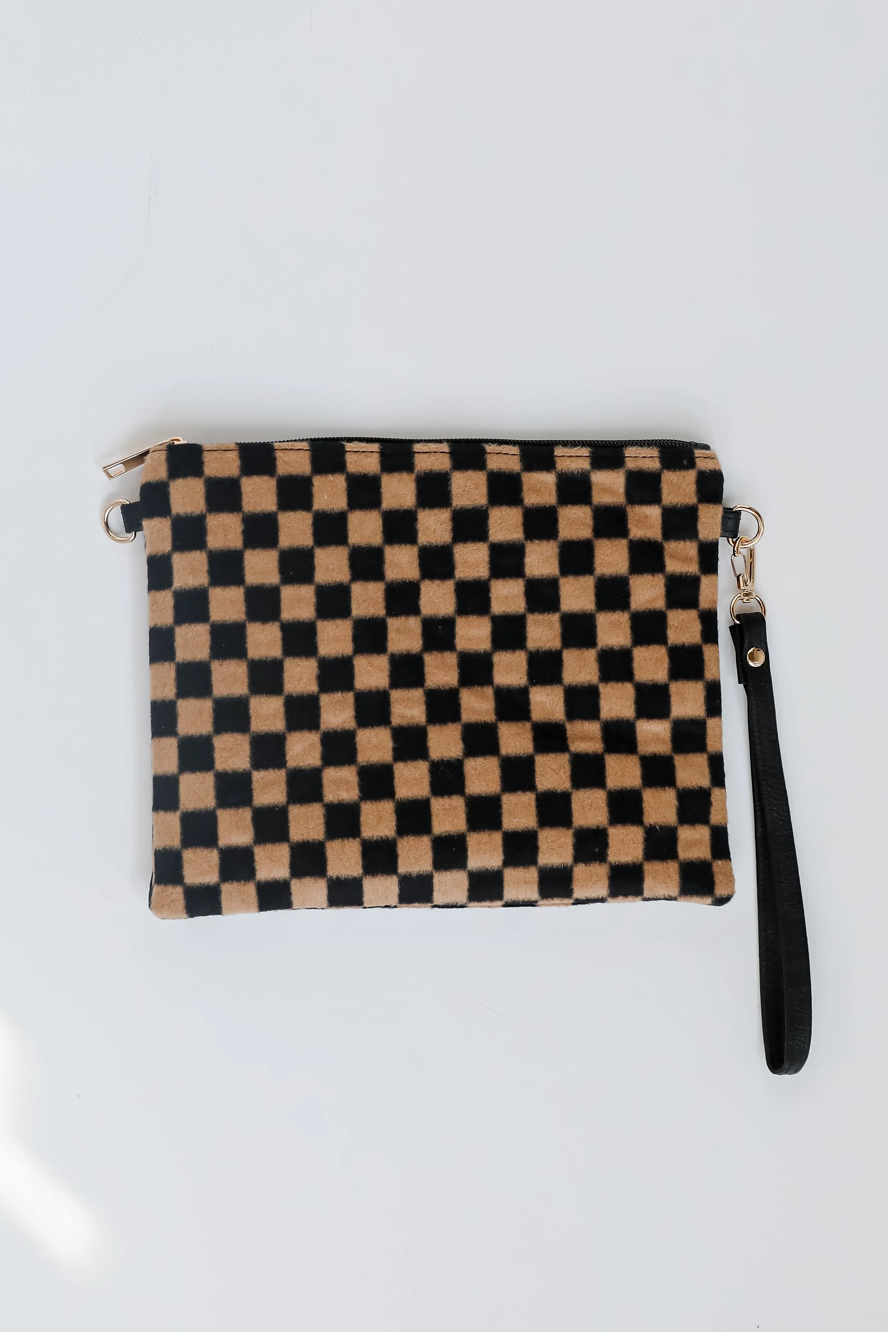 FINAL SALE - Composed Confidence Brown Checkered Crossbody Bag