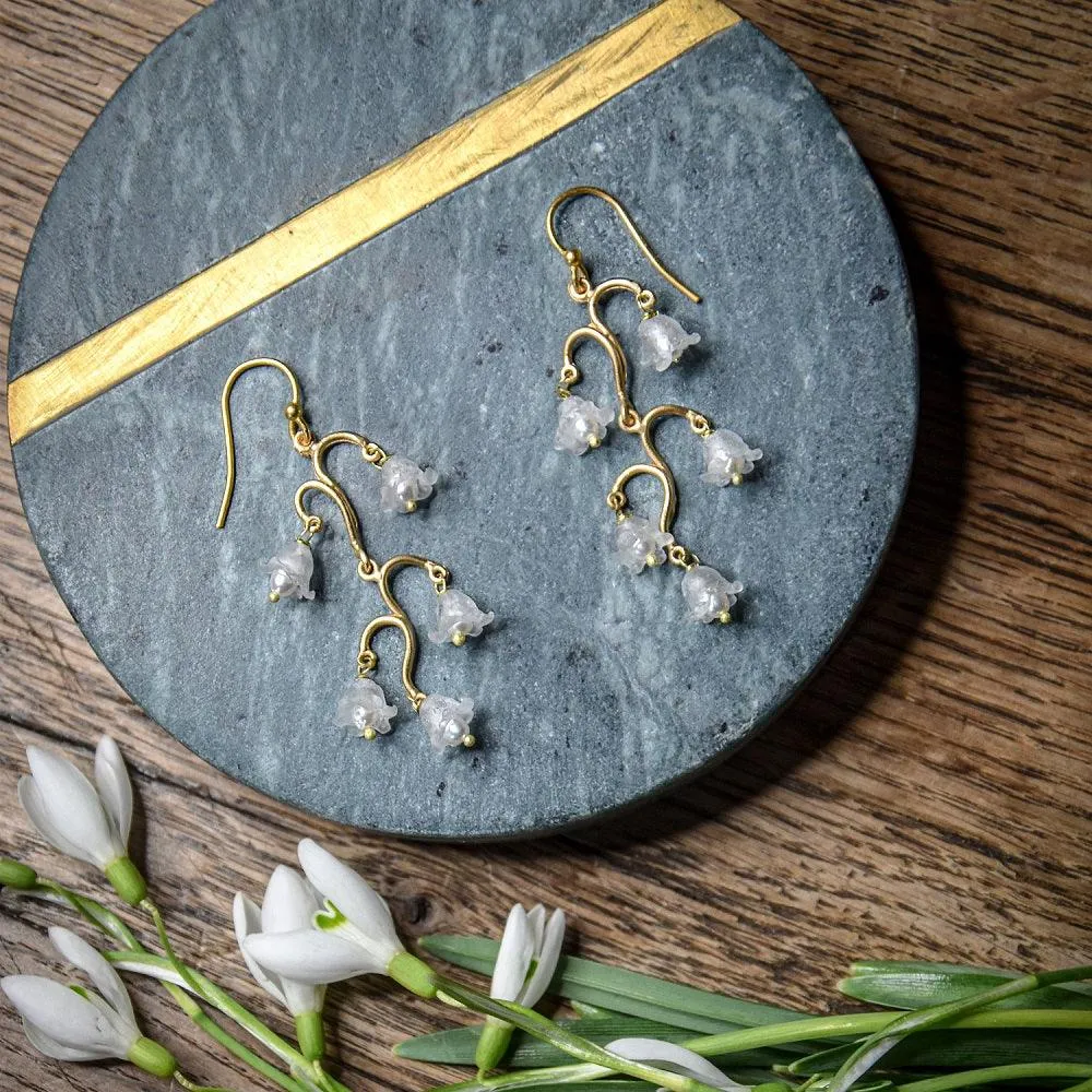 Fine Lily of the Valley Earrings - Long Wire