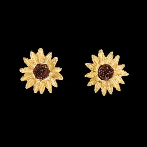 Fine Sunflower Earrings - Post