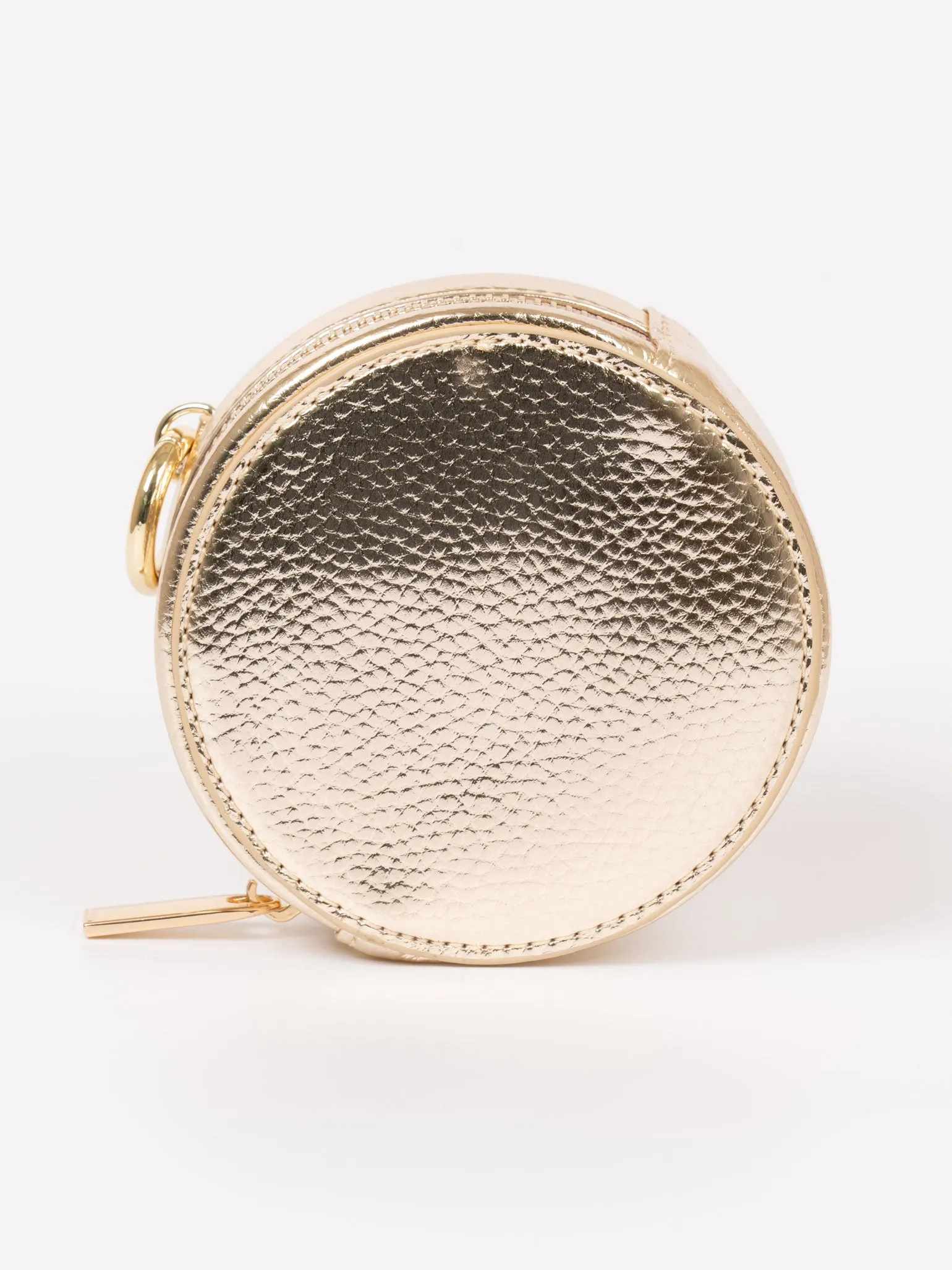 Finley Round Coin Purse - Gold, Metallic Faux Leather