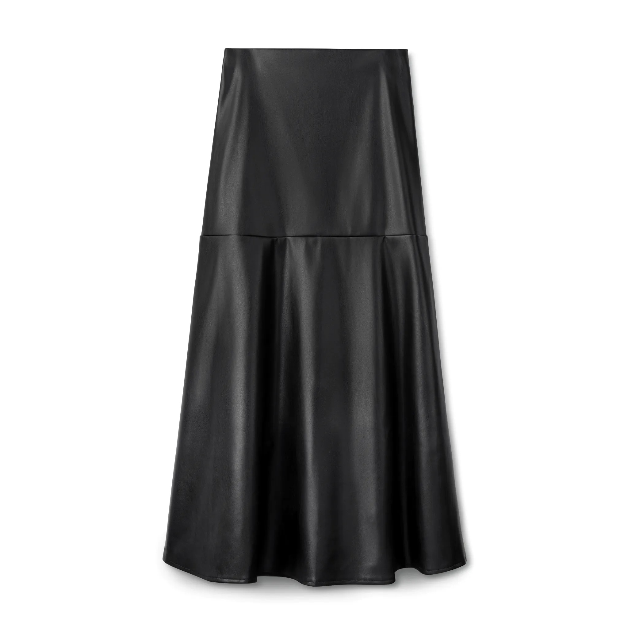 Fit and Flair Leather Skirt IN: Black