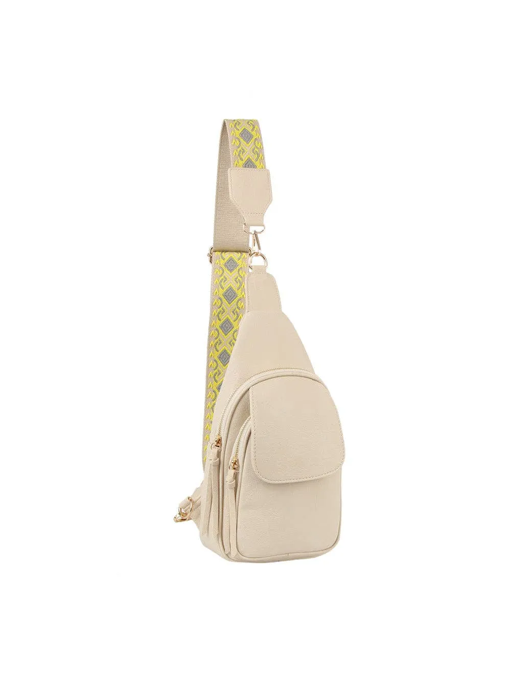 Flap front double zip sling backpack