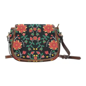 Floral Beadwork Six Bands Saddle Bag/Large