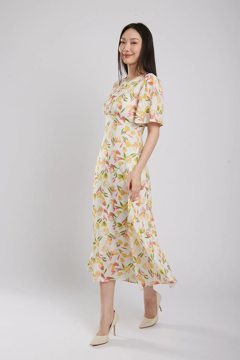 Flynn Maxi Dress in Yellow Floral