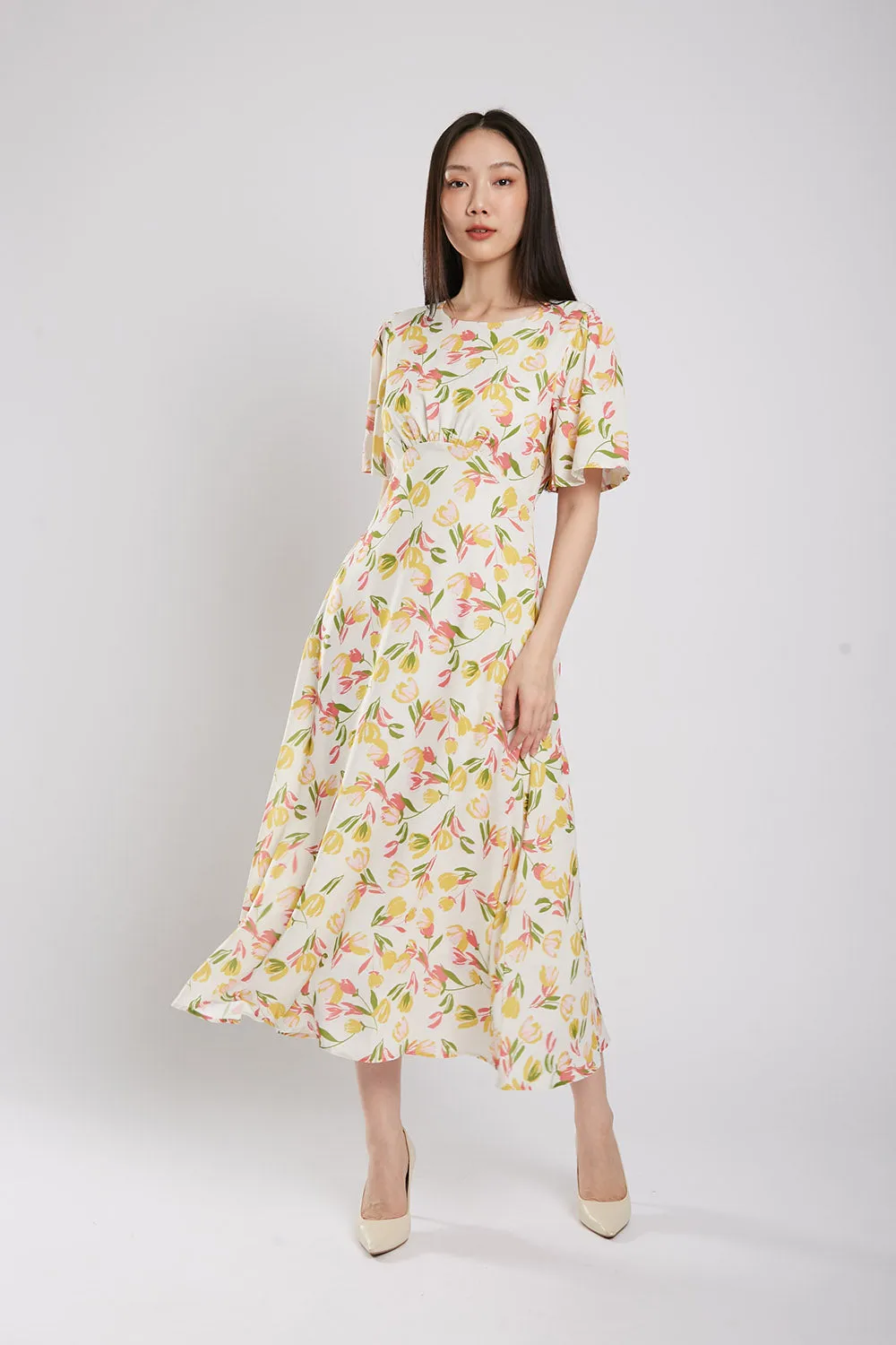 Flynn Maxi Dress in Yellow Floral