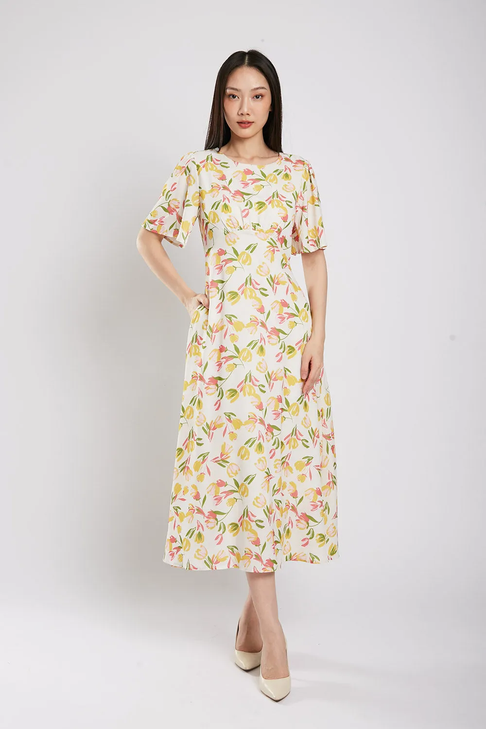 Flynn Maxi Dress in Yellow Floral