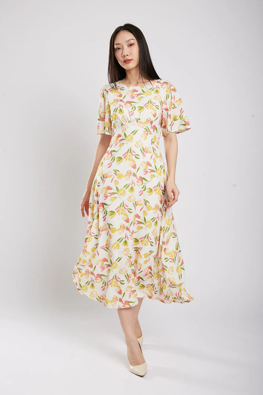 Flynn Maxi Dress in Yellow Floral