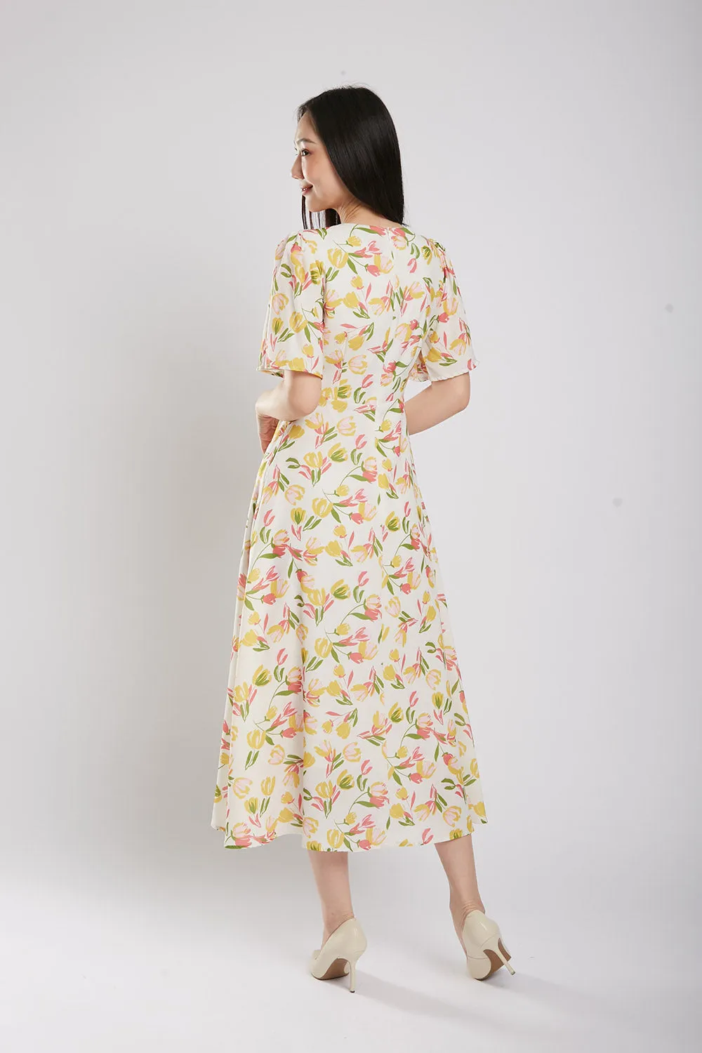 Flynn Maxi Dress in Yellow Floral