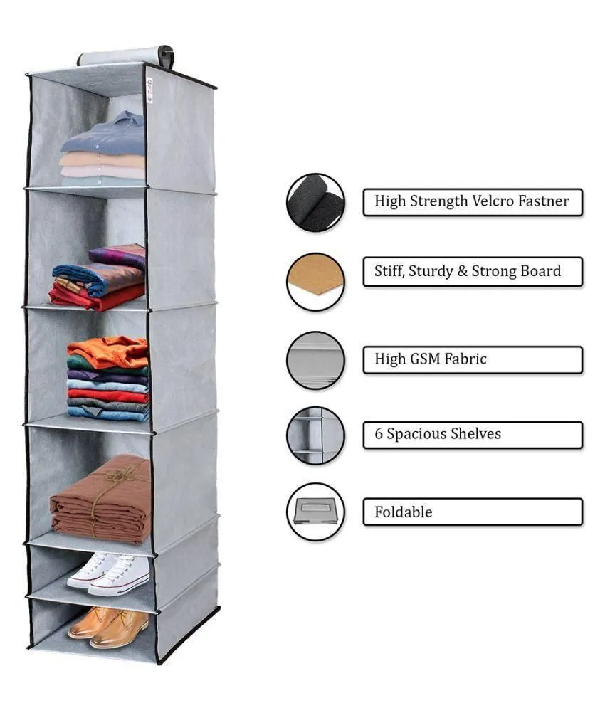 Foldable Hanging Wardrobe Organizer (6 Shelves) - Uniqou™