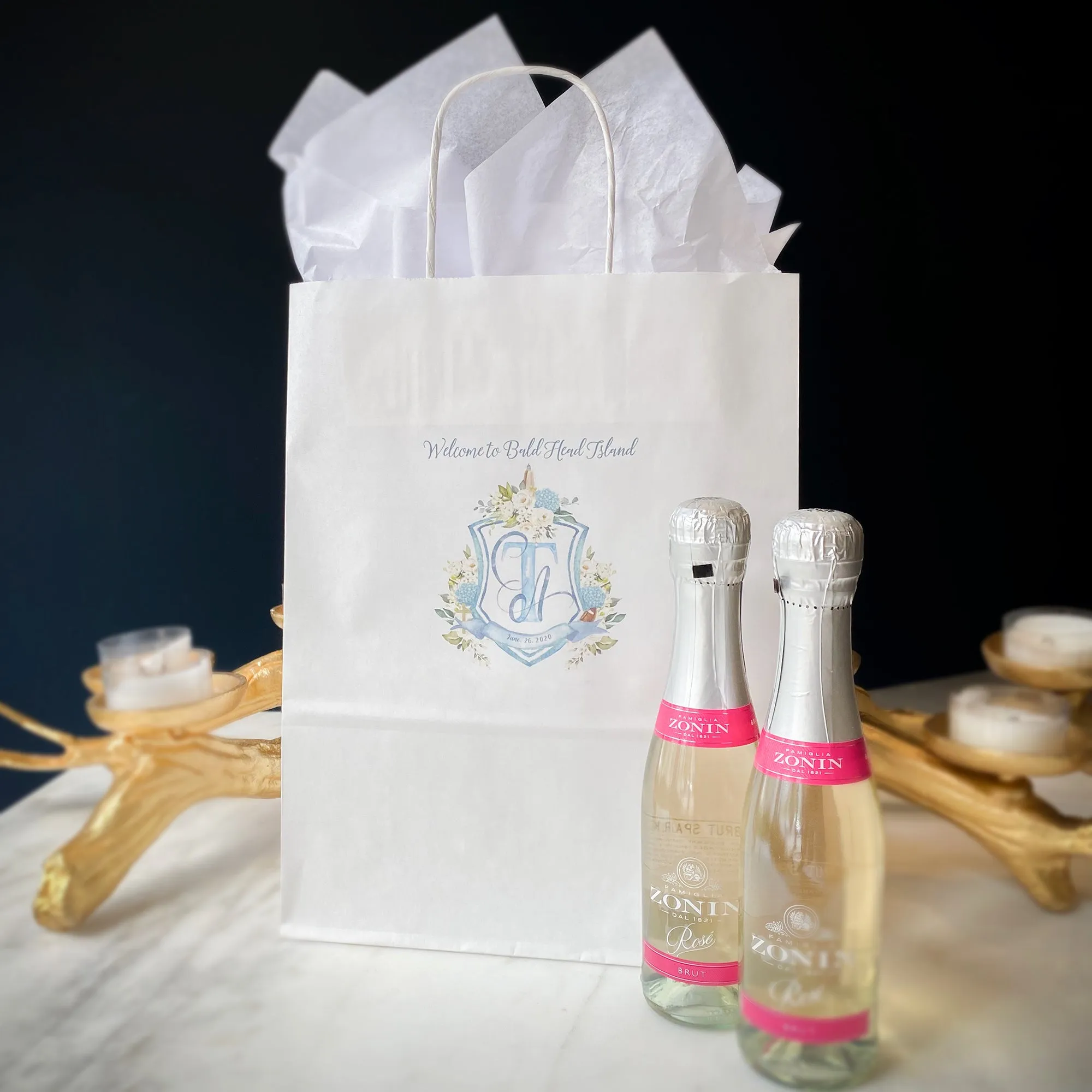 Full Color Wedding Crest Paper Bags