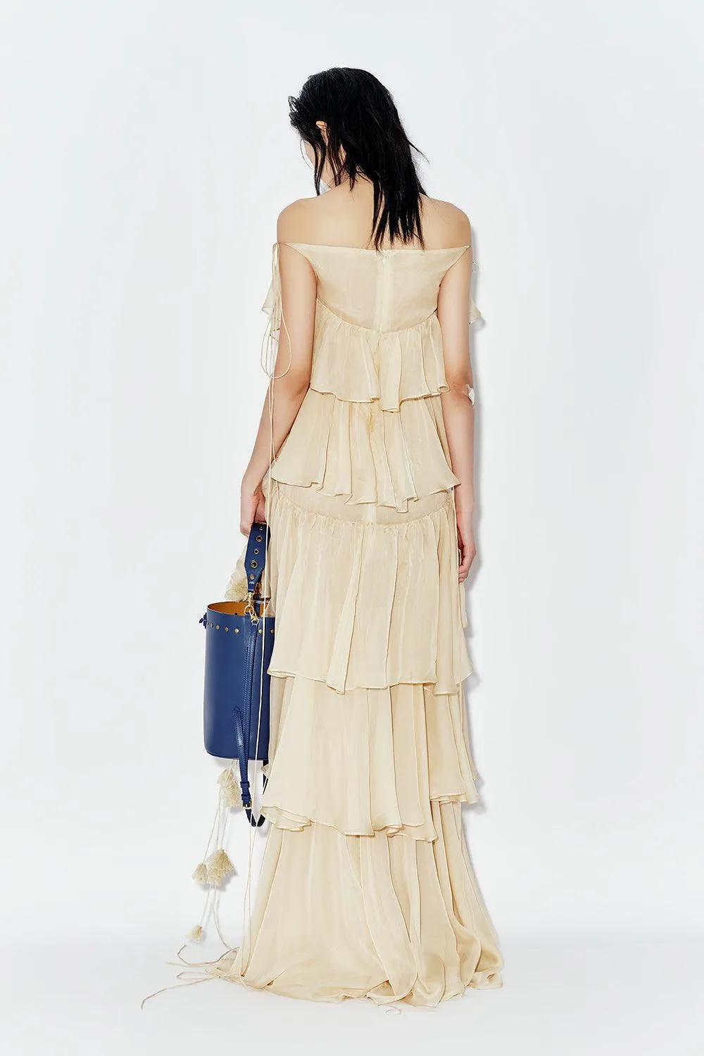 Gelsemium Layered Ruffled Chiffon Floor Length Dress