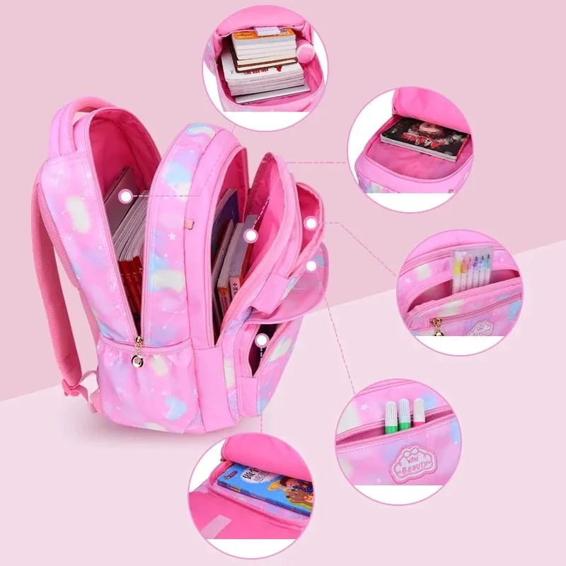 Girl Children Backpack School Bag Back Pack Pink For Kid Child Teenage Schoolbag Primary Kawaii Cute Waterproof Little Class Kit