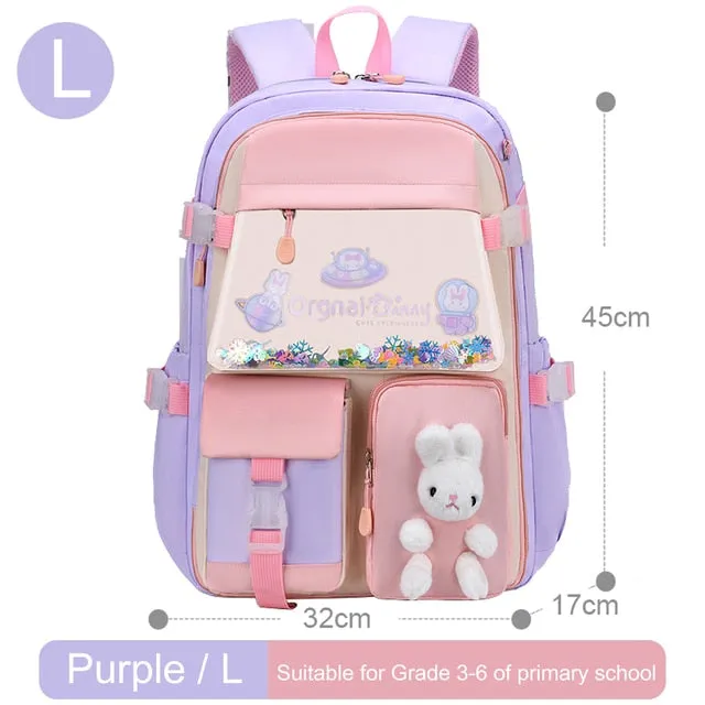 Girl Children Backpack School Bag Back Pack Pink For Kid Child Teenage Schoolbag Primary Kawaii Cute Waterproof Little Class Kit