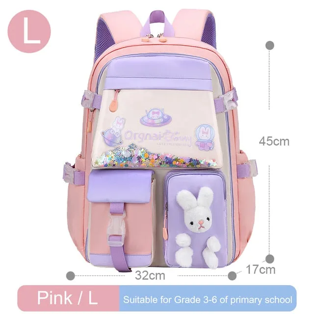 Girl Children Backpack School Bag Back Pack Pink For Kid Child Teenage Schoolbag Primary Kawaii Cute Waterproof Little Class Kit