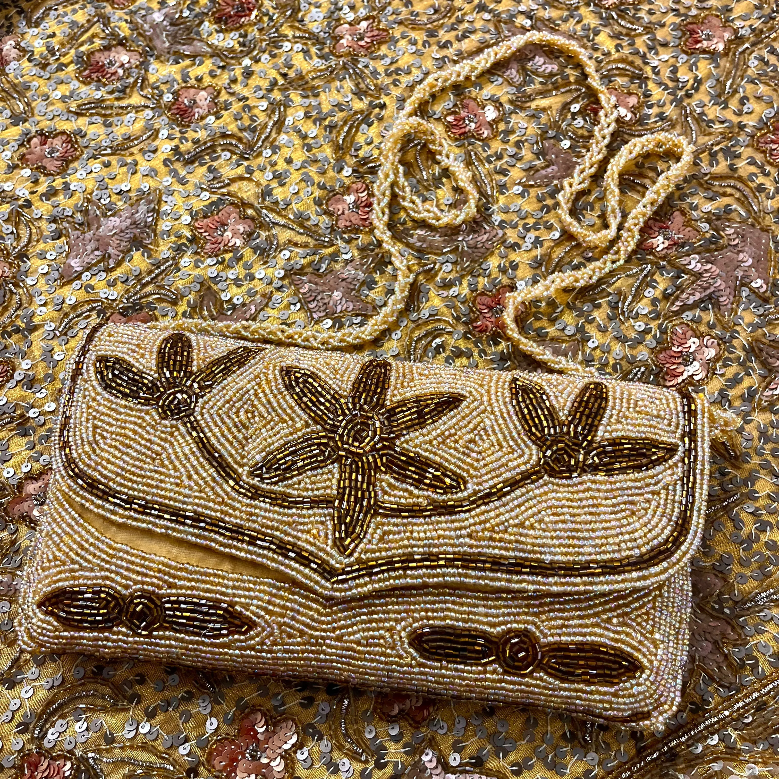 Golden bead embellished purse