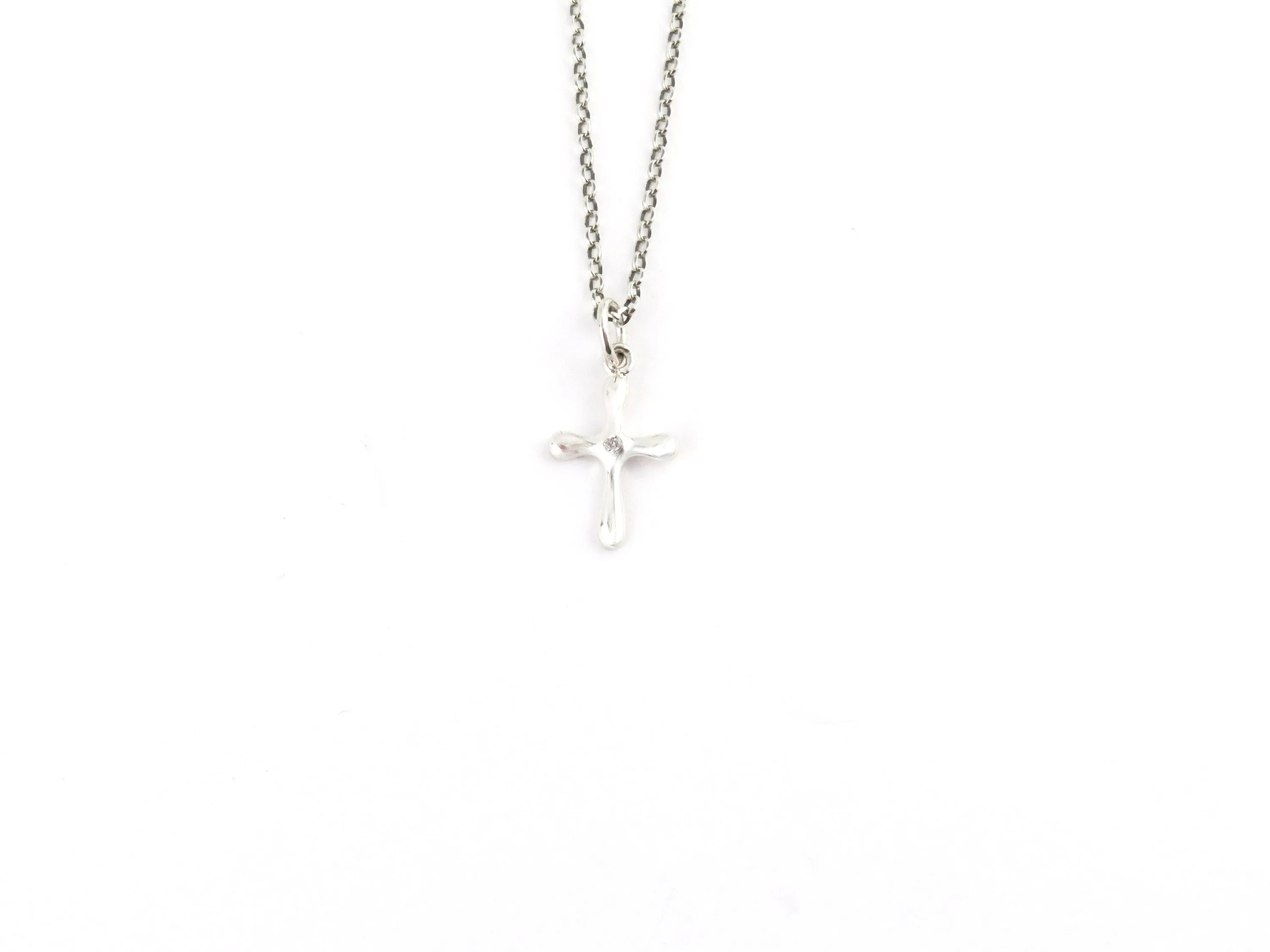 Graceful Cross with Tiny Diamond Necklace