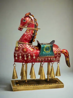 Graceful Horse Showpiece with 10 Hanging Bells