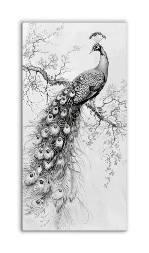 Graceful Peacock on Tree Branch: Timeless Elegance