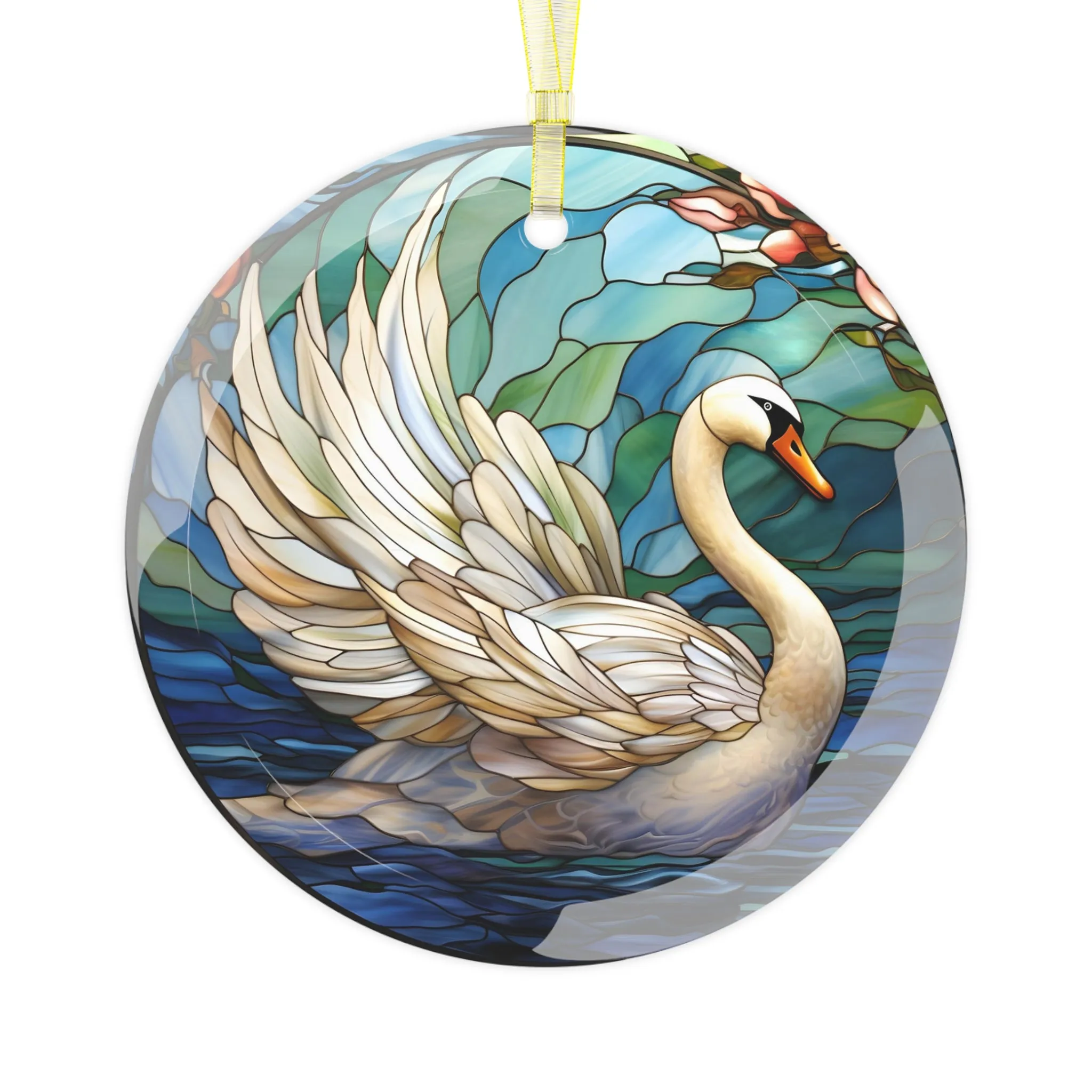 Graceful Swan Decorative Art Glass Ornament