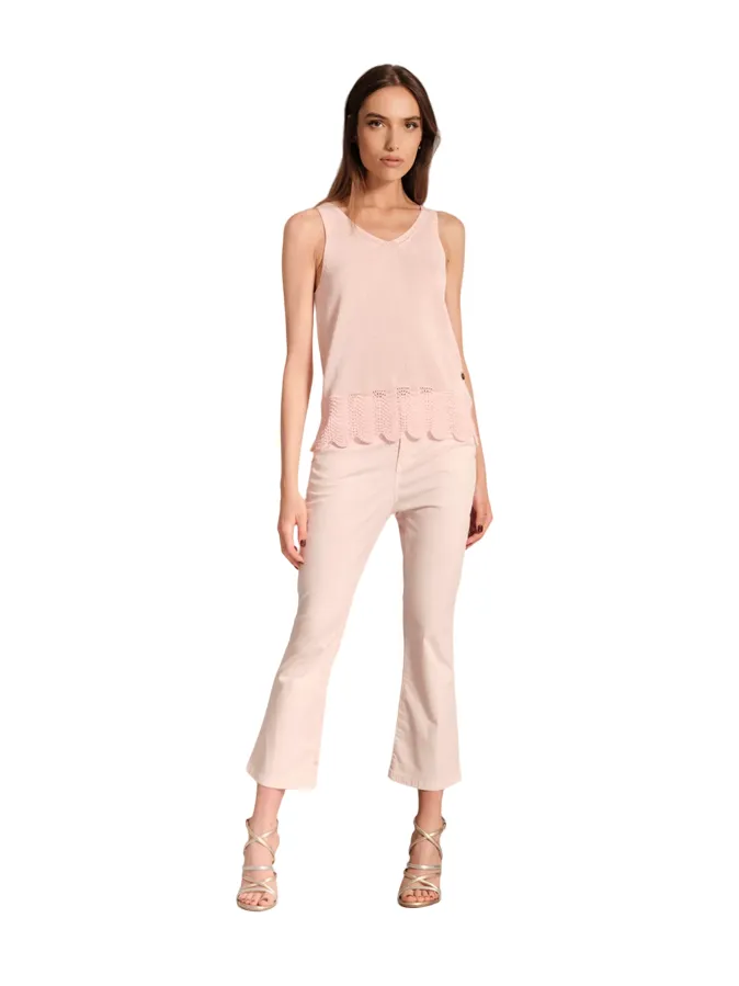 Griffai pantalone Capri a zampetta da donna in raso DGP5059 rosa