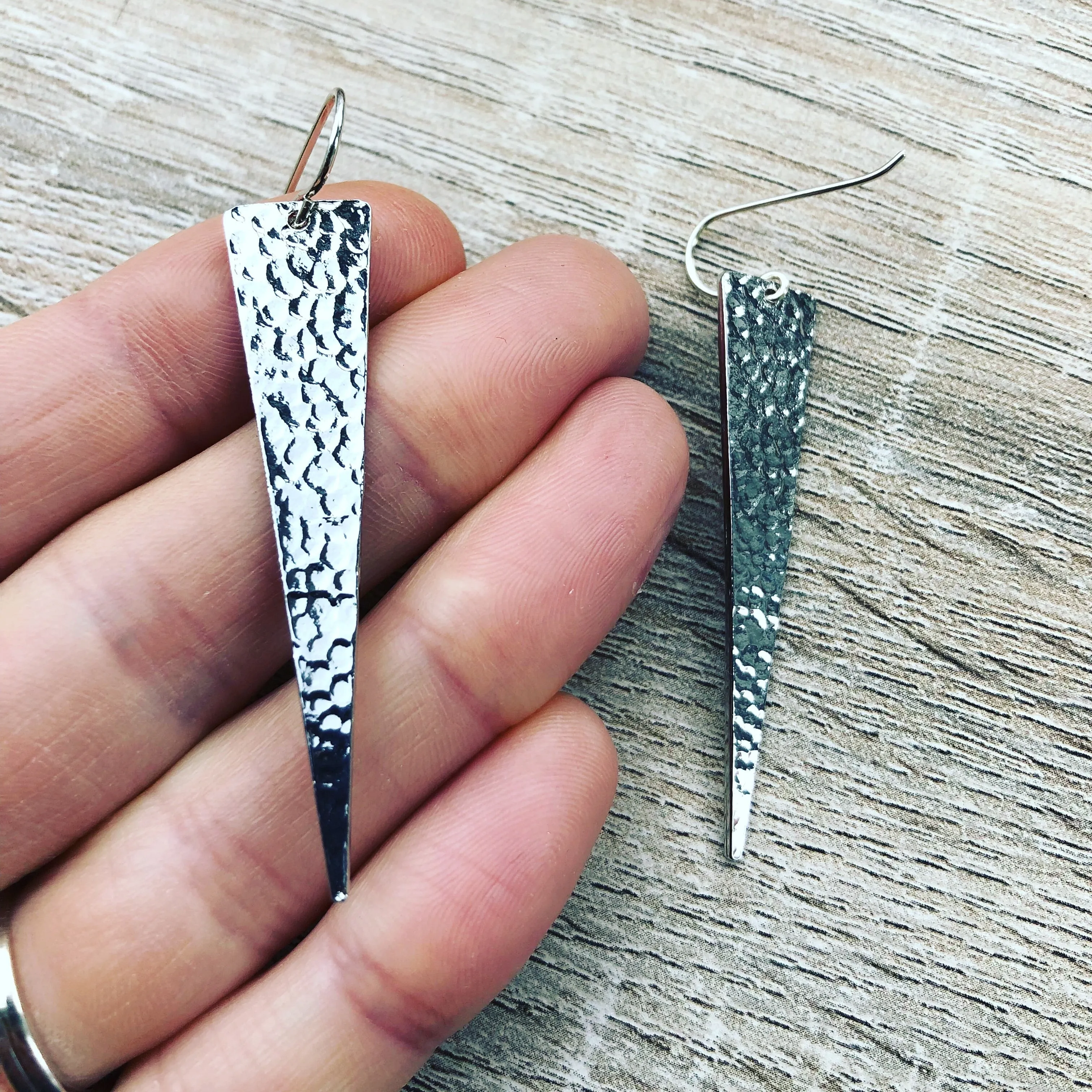 Hammered Triangle Spear Earrings- Three Colours to choose from