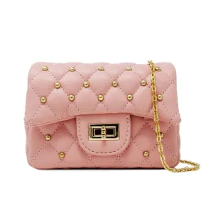 Handbag | Classic Quilted Stud Mini Bag - Light Pink | Tiny Treats and Zomi Gems