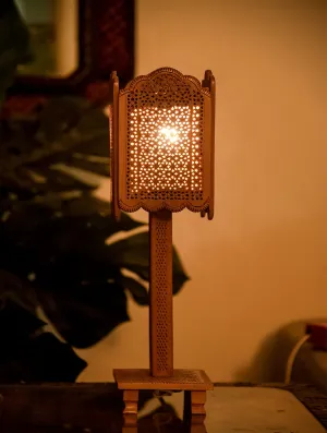 Handcrafted Jaaliwork Wooden Lamp (Large)