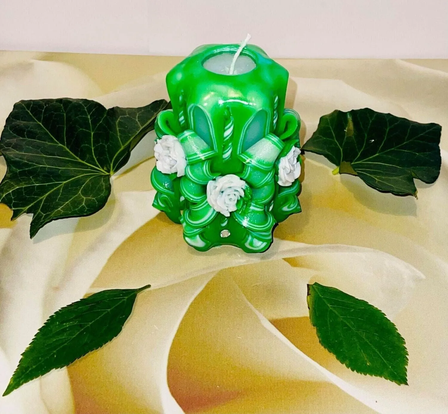 Handmade Carved Candle - Rose Design