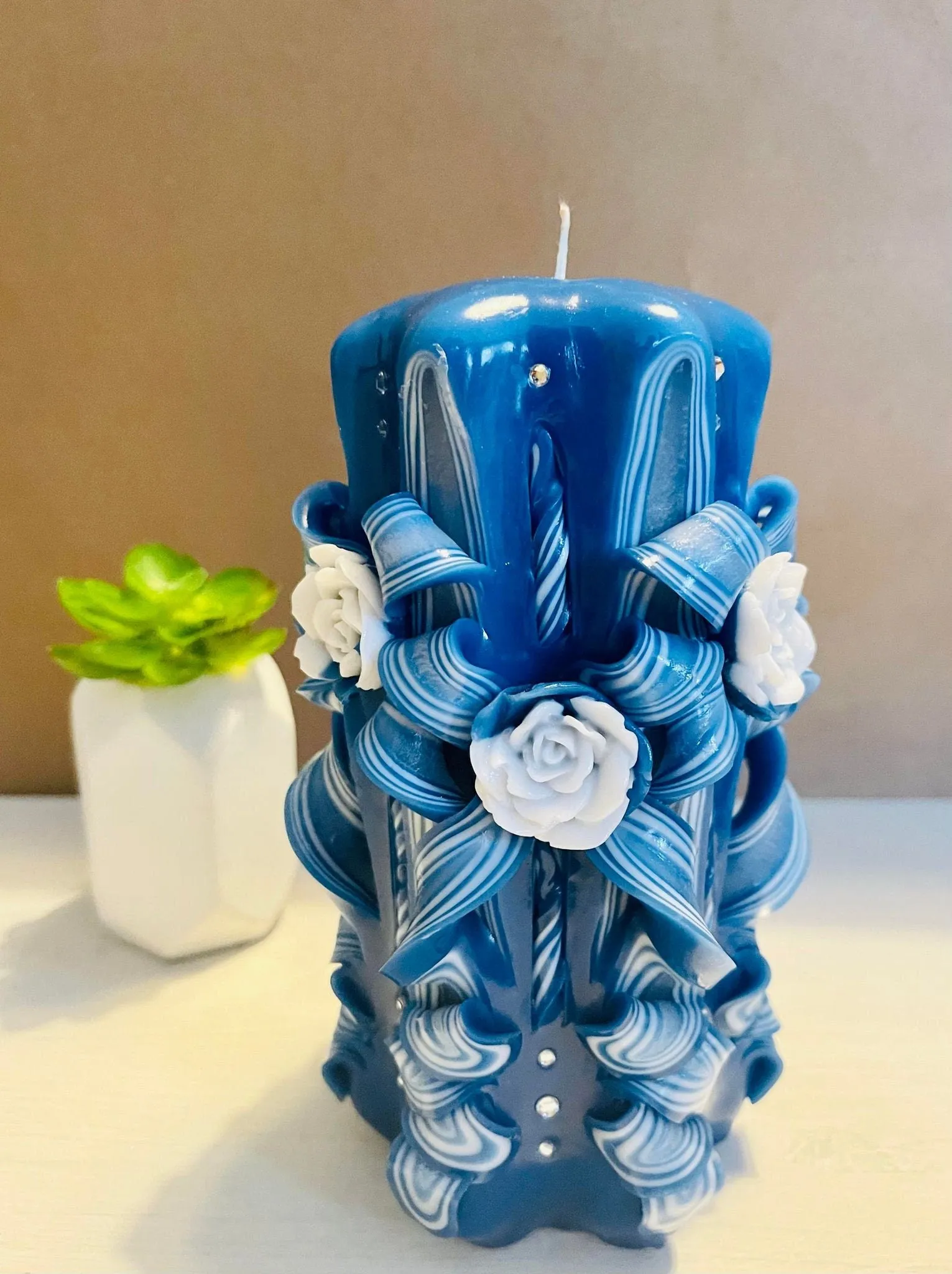 Handmade Carved Candle - Rose Design