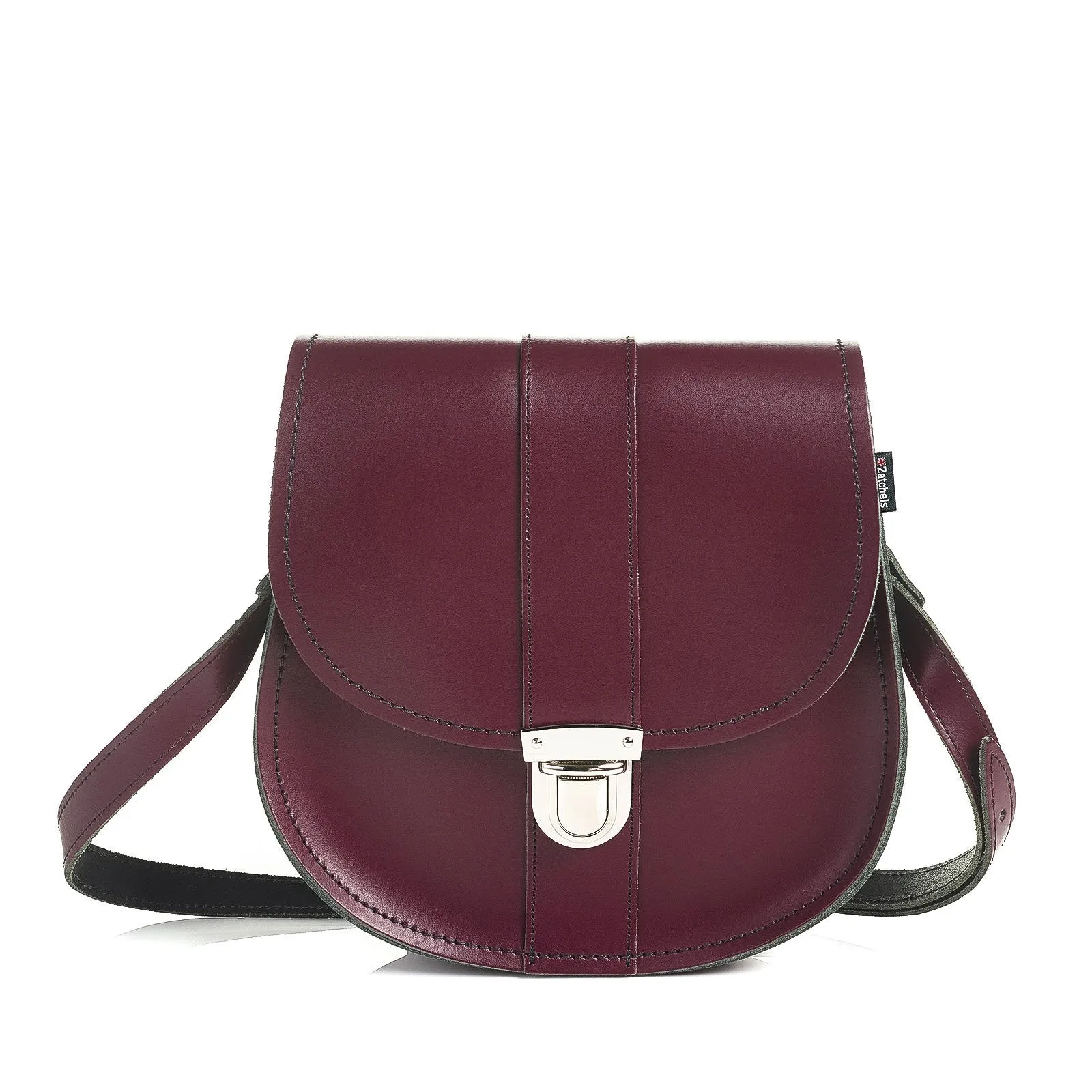 Handmade Leather Pushlock Saddle Bag - Marsala Red