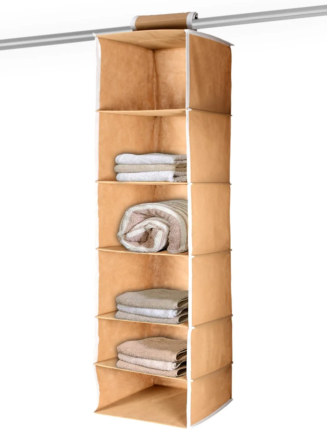 Heart Home 6 Shelf Closet Hanging Organizer/Wardrobe Organizer For Clothes Storage (Brown)