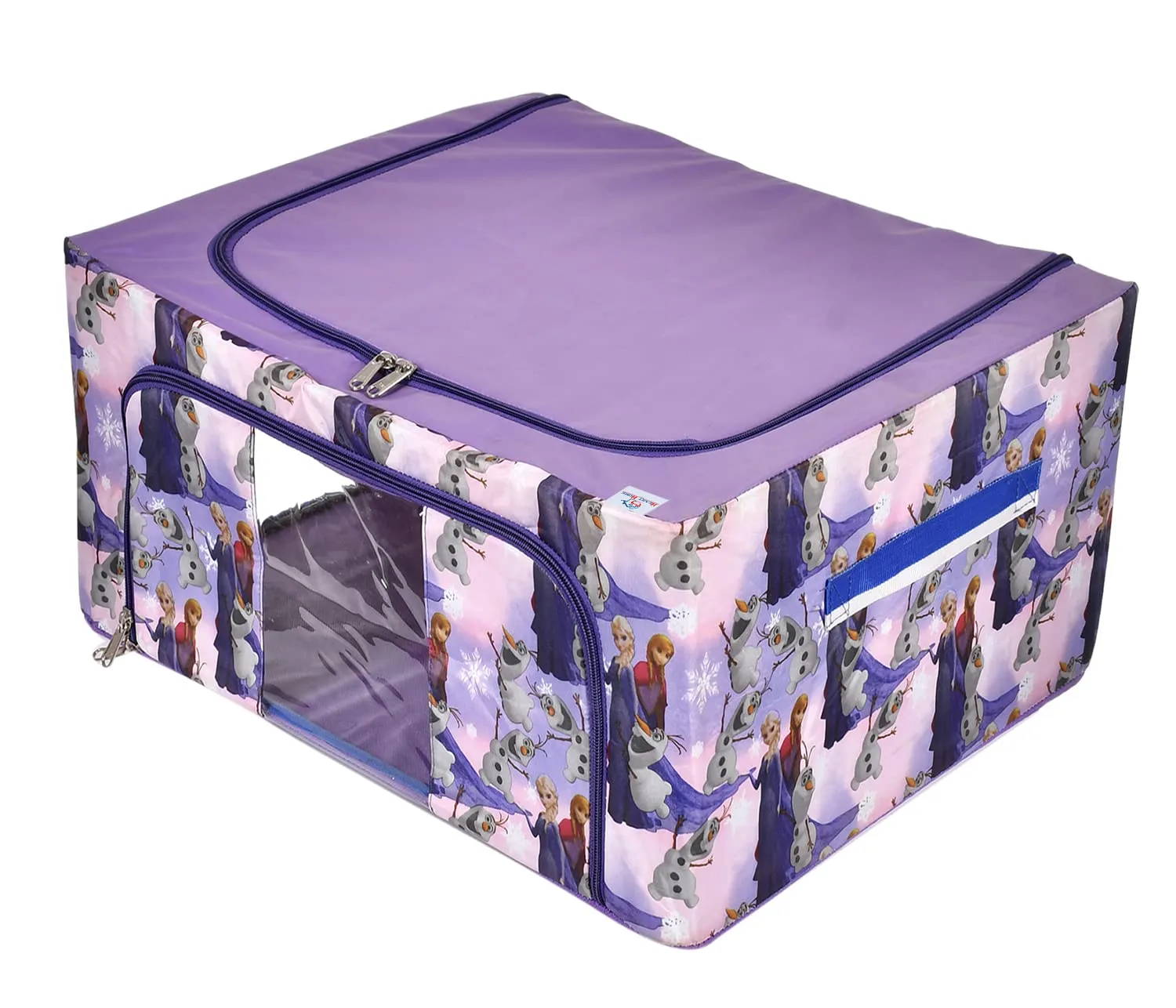 Heart Home Doll Print Steel Frame Living Box, Closet Organizer, Cloth Storage Boxes for Wardrobe With Clear Window, 44Ltr. (Purple) 54HH4097.