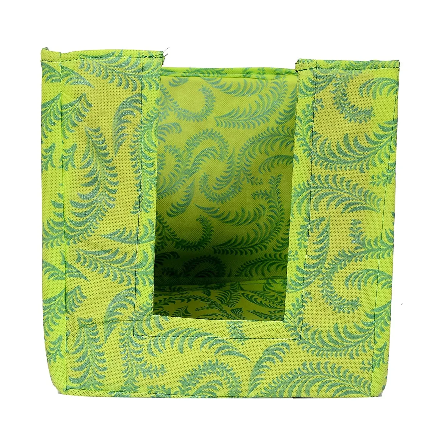 Heart Home Leaf Printed Non-Woven Foldable Shirt Stacker Closet Organizer With Handles- Pack of 2 (Green)-HS43HEARTH26468