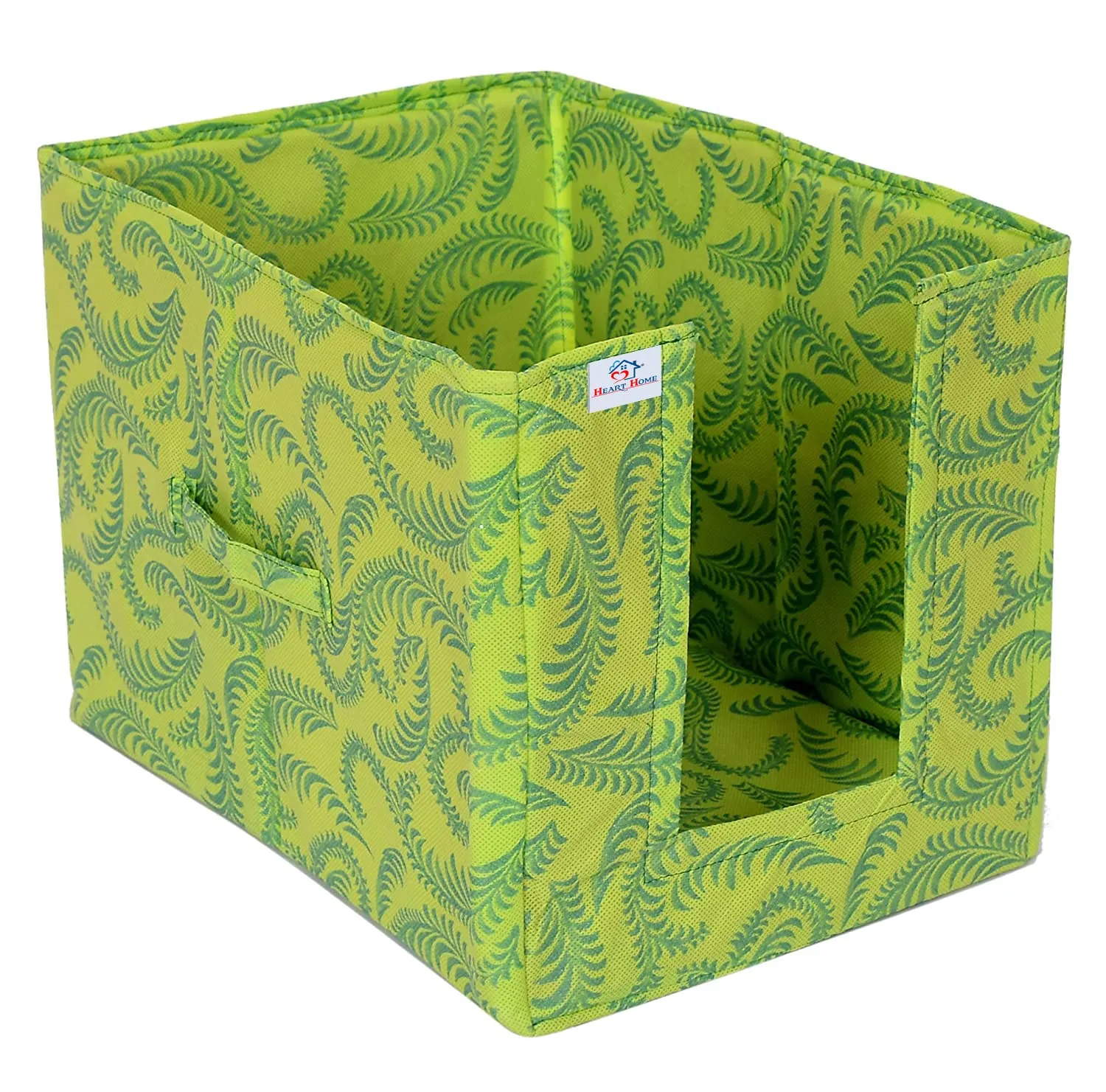 Heart Home Leaf Printed Non-Woven Foldable Shirt Stacker Closet Organizer With Handles- Pack of 2 (Green)-HS43HEARTH26468