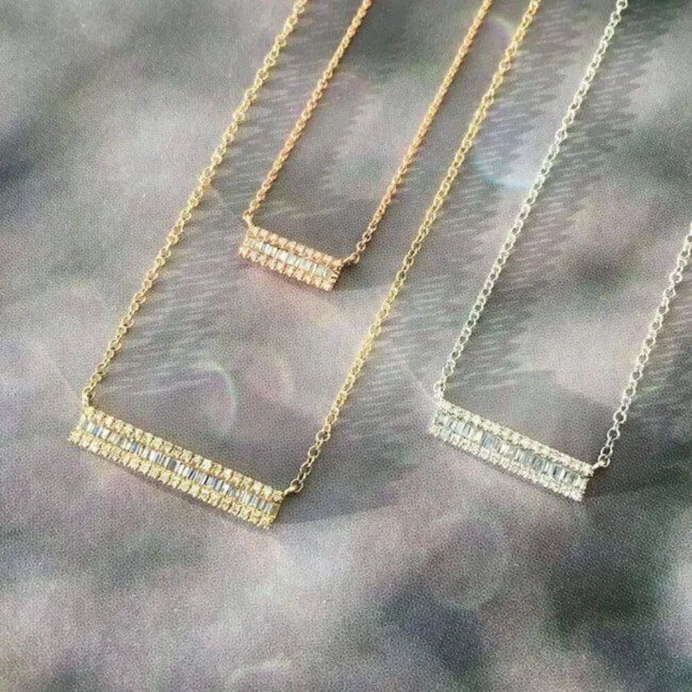 Heirloom Baguette Diamond Petite Bar Necklace