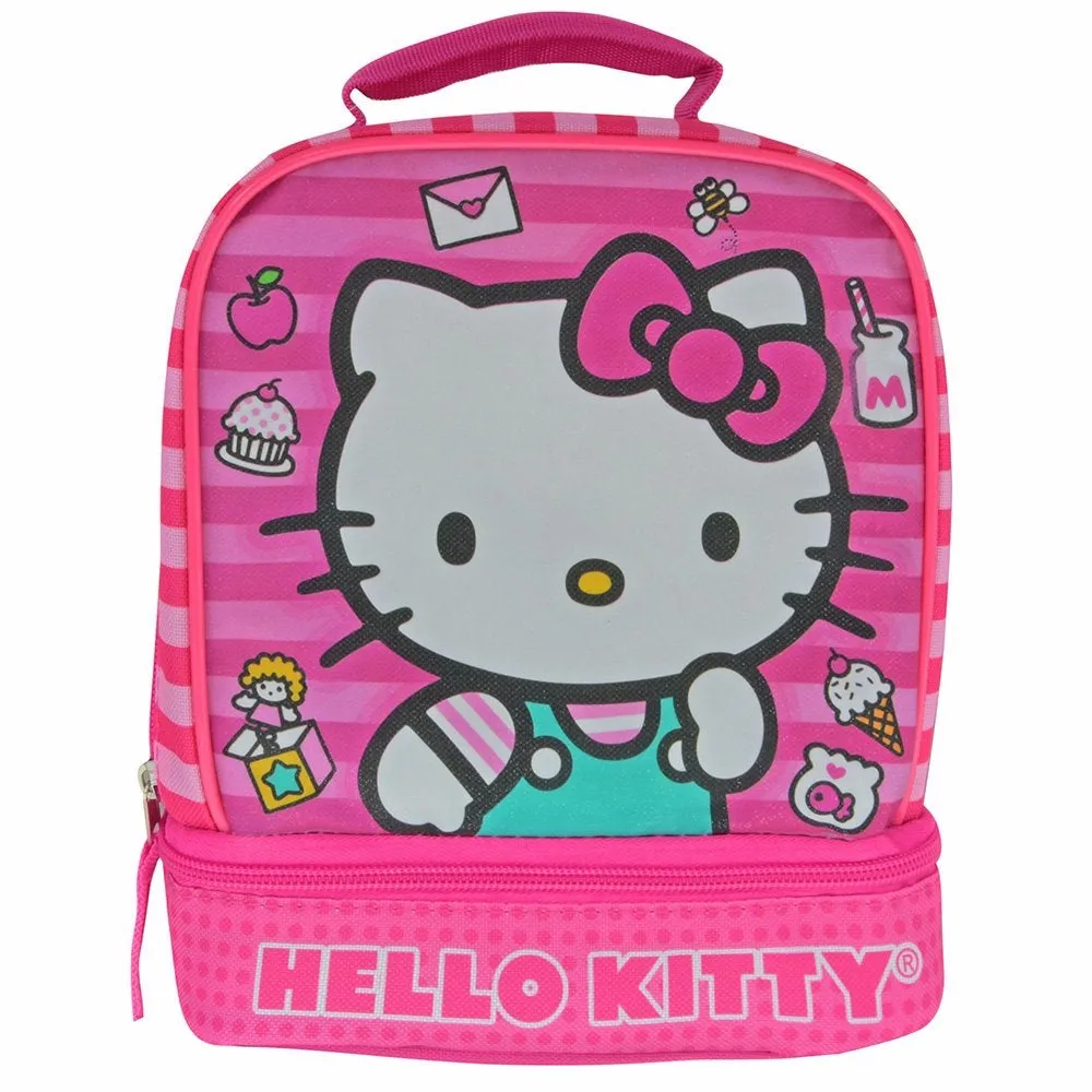 Hello Kitty Yummy Stripe Drop Bottom Lunch Bag