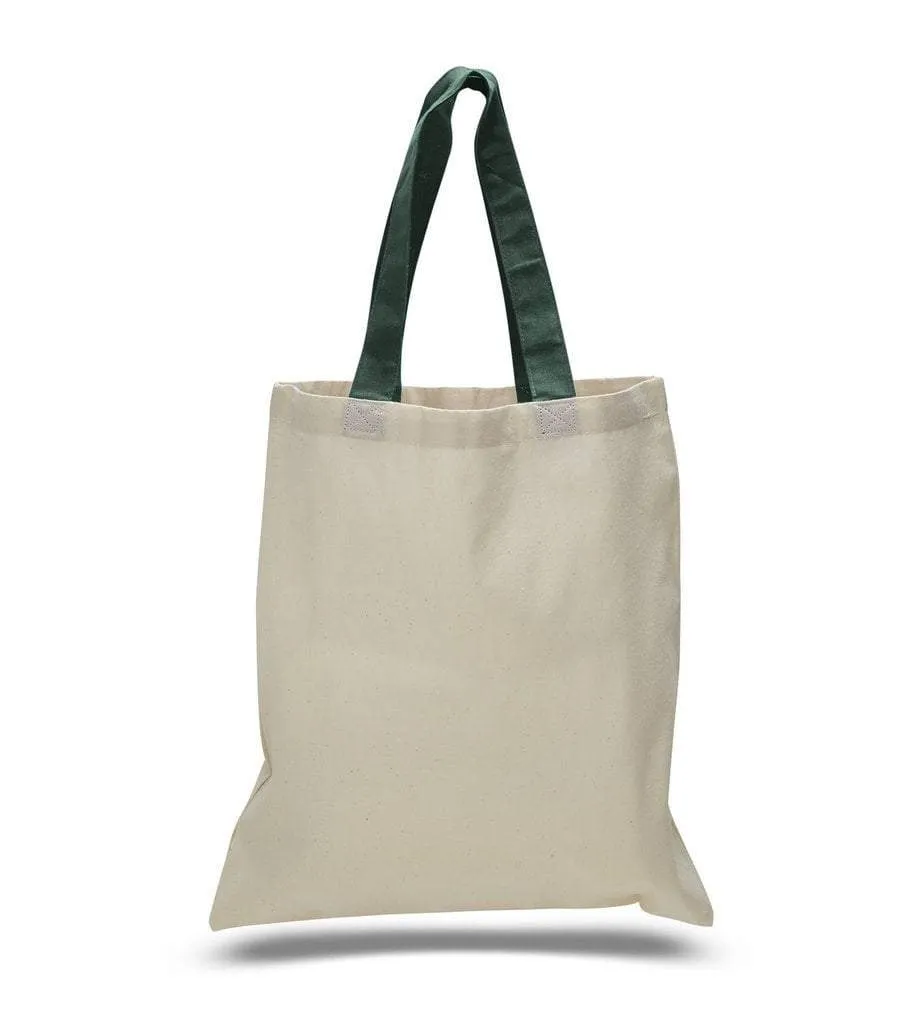 HIGH QUALITY PROMOTIONAL COLOR HANDLES TOTE BAG 100% COTTON