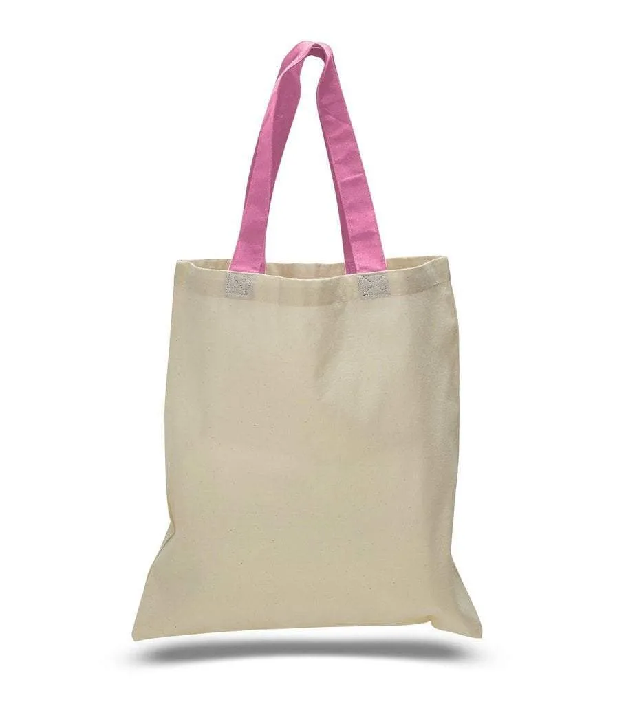 HIGH QUALITY PROMOTIONAL COLOR HANDLES TOTE BAG 100% COTTON