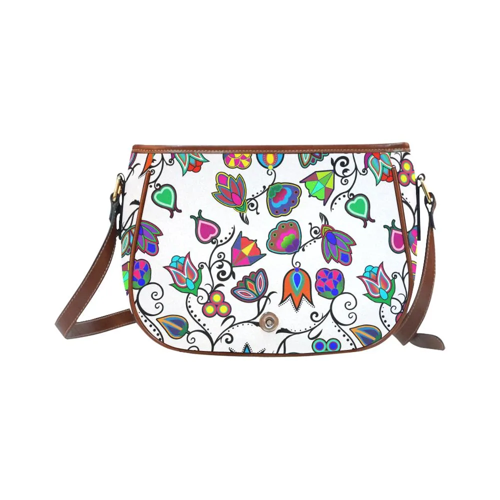 Indigenous Paisley - White Saddle Bag/Large