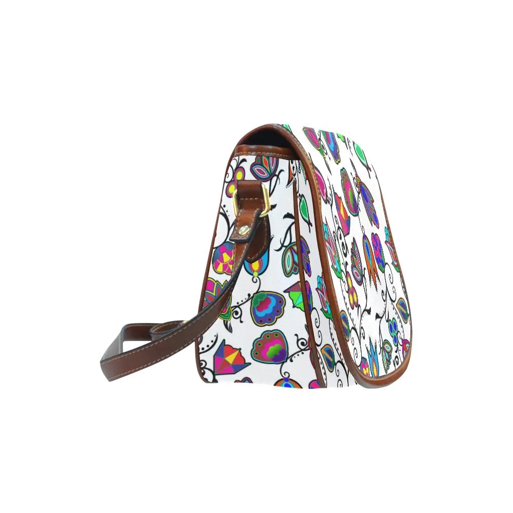 Indigenous Paisley - White Saddle Bag/Large