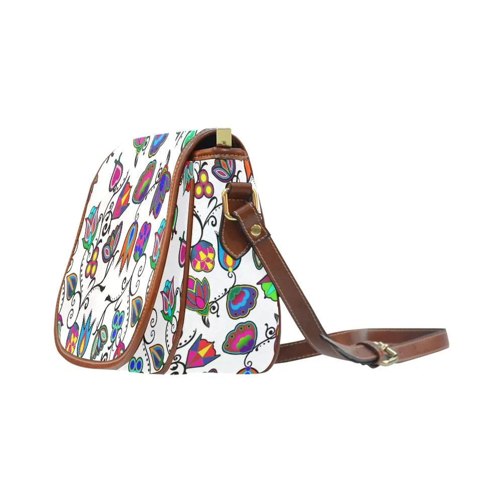 Indigenous Paisley - White Saddle Bag/Large