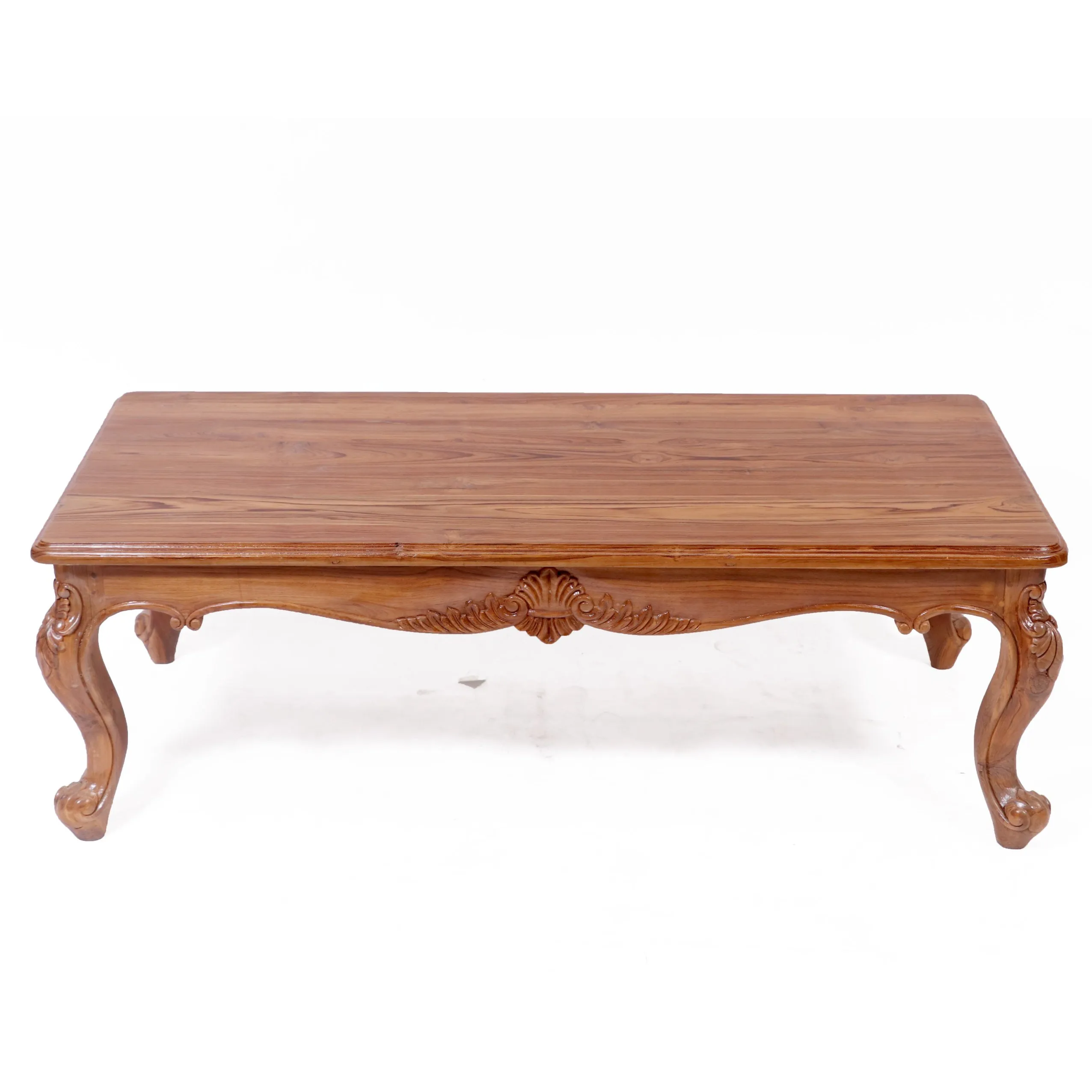 Intricate carved french royal teak center table